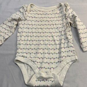 GAP Cream Long Sleeve Baby Bodysuit with Multicolor Light String Print